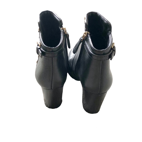 Tory Burch Black Leather Mae Heeled Ankle Booties - Picture 4 of 6
